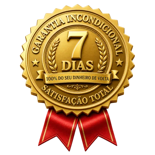 Selo de garantia incondicional de 7 dias — 100% do seu dinheiro de volta